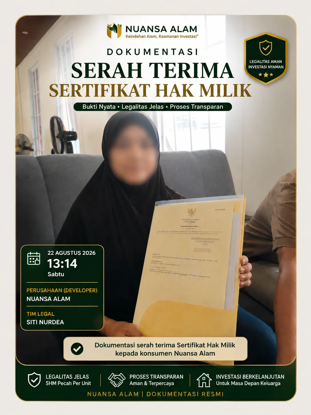 Rekam Jejak Legalitas Developer The Hanami Rivera – Dokumentasi Serah Terima SHM Nuansa Alam