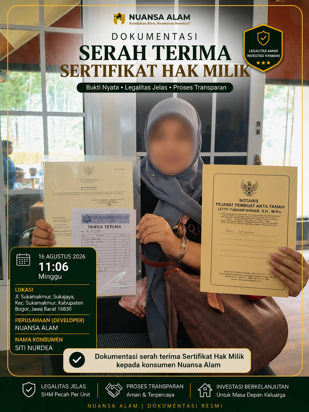 Dokumentasi Serah Terima SHM Nuansa Alam – Rekam Jejak Legalitas Sebelum The Hanami Rivera