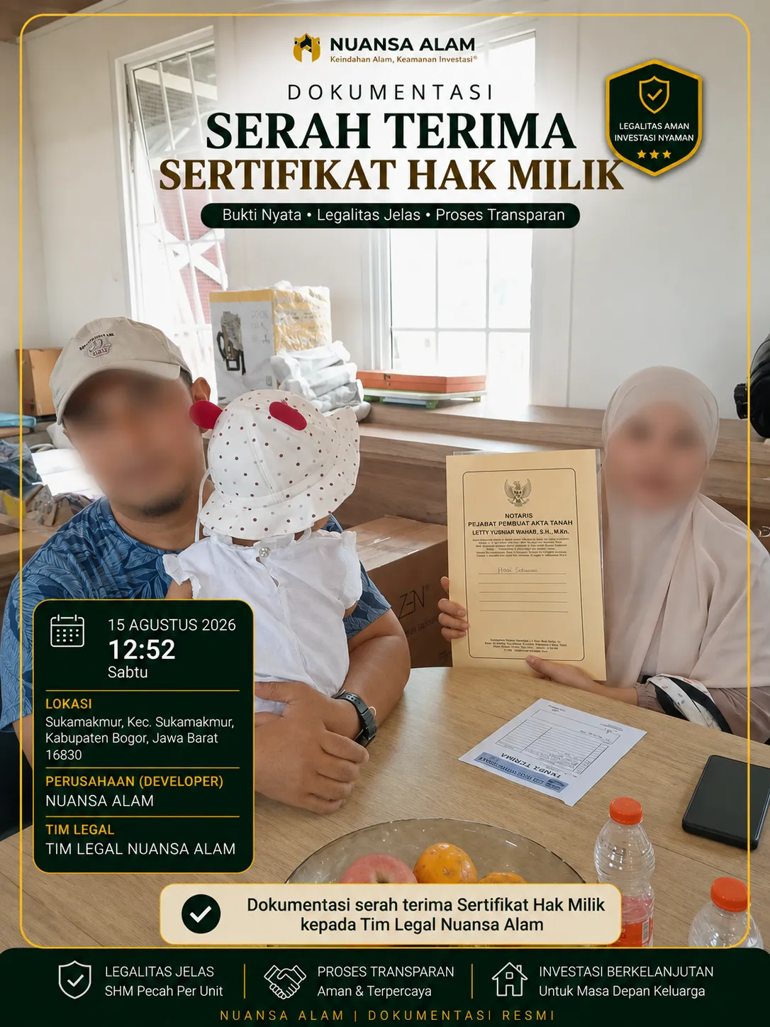 Dokumentasi Serah Terima SHM Keluarga Konsumen Nuansa Alam Sebelum The Hanami Rivera