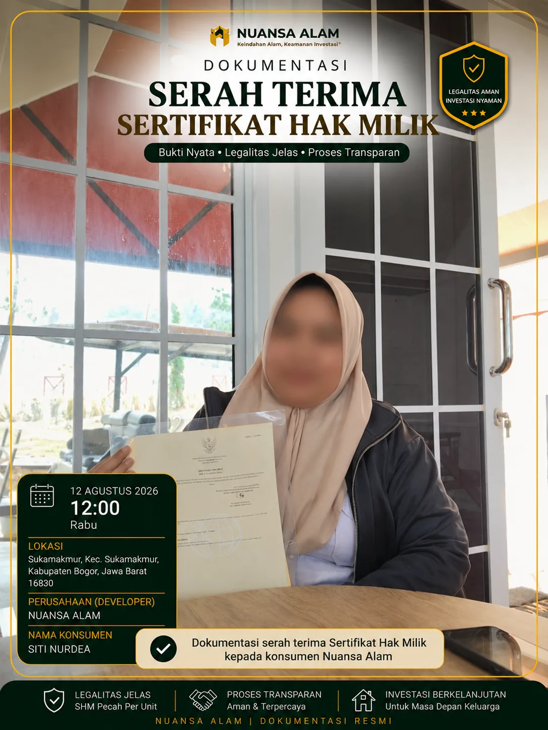 Serah Terima SHM Proyek Nuansa Alam Sebelum The Hanami Rivera