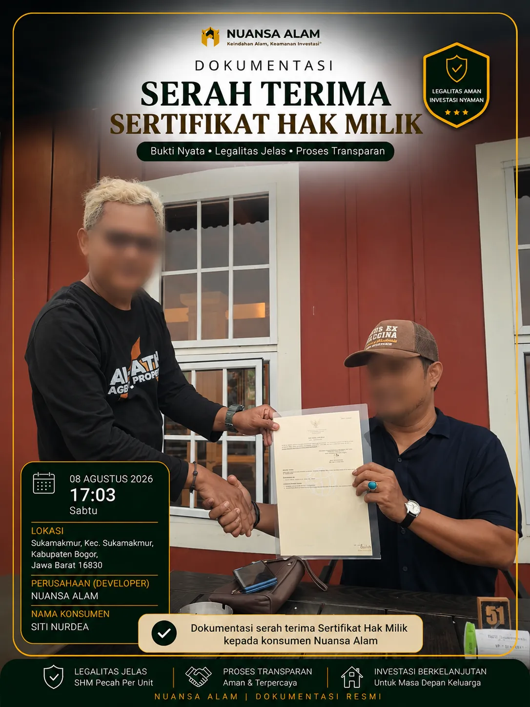 Dokumentasi Serah Terima SHM Nuansa Alam Sebelum The Hanami Rivera