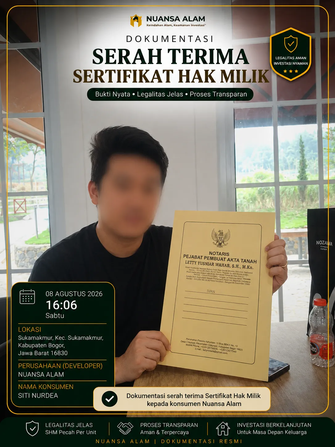 Serah Terima SHM Konsumen Nuansa Alam Sebelum The Hanami Rivera