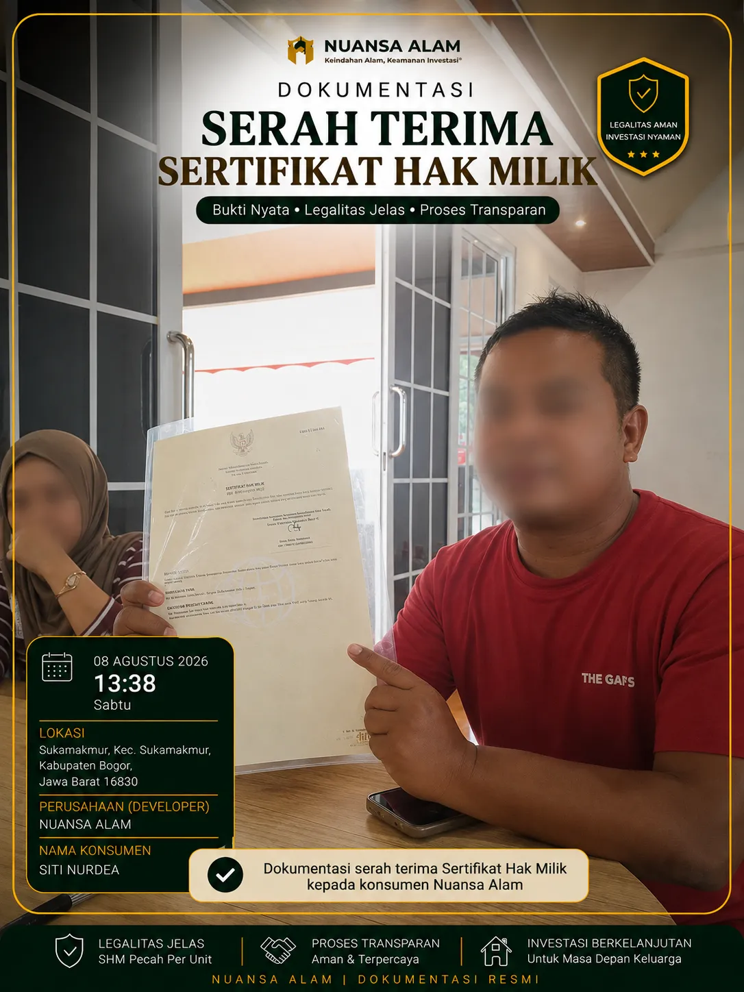 Dokumentasi Serah Terima SHM Nuansa Alam Sebelum The Hanami Rivera