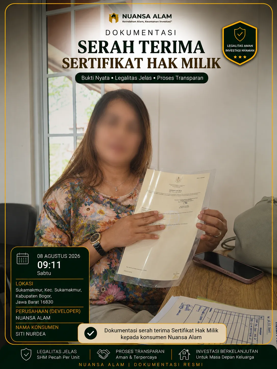Rekam Jejak Legalitas Developer The Hanami Rivera | Dokumentasi Serah Terima Sertifikat