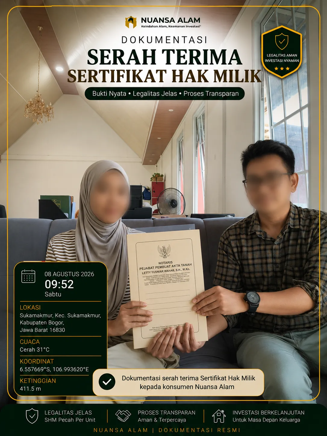 Dokumentasi Serah Terima Sertifikat Konsumen Sebelum The Hanami Rivera