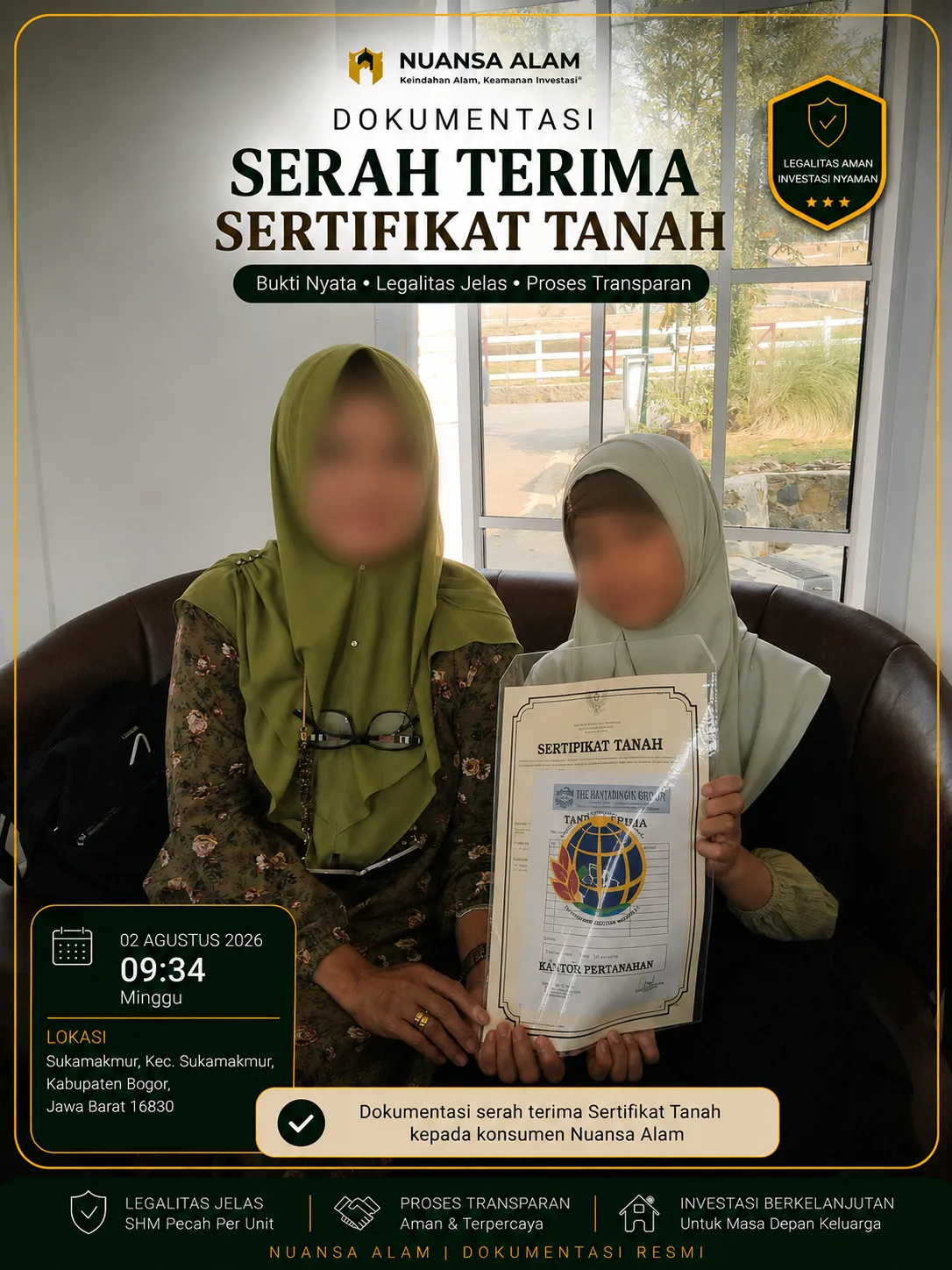 Dokumentasi Serah Terima Sertifikat Tanah Sebelum The Hanami Rivera