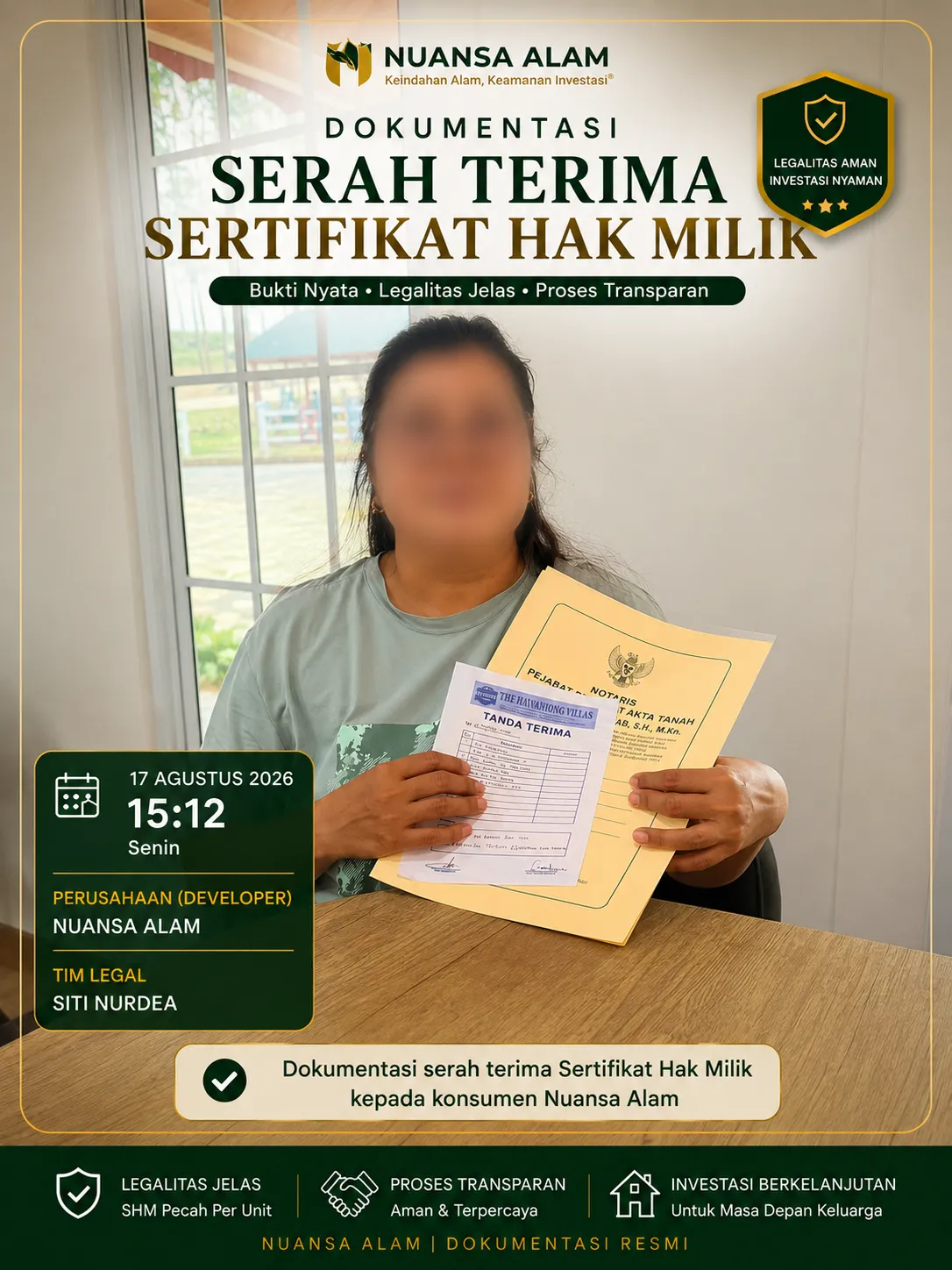 Rekam Jejak Serah Terima SHM Developer The Hanami Rivera