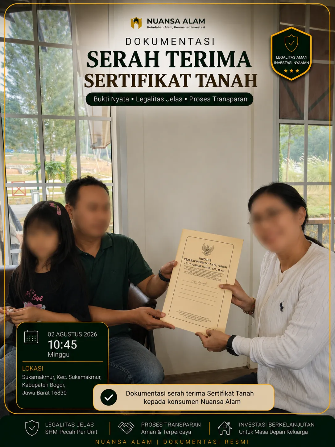 Dokumentasi Serah Terima Sertifikat Nuansa Alam Sebelum The Hanami Rivera