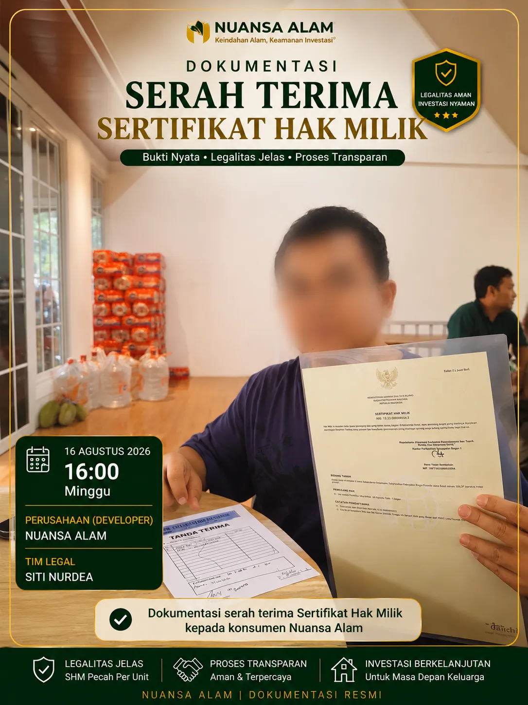 Dokumentasi Serah Terima SHM Rekam Jejak Developer The Hanami Rivera