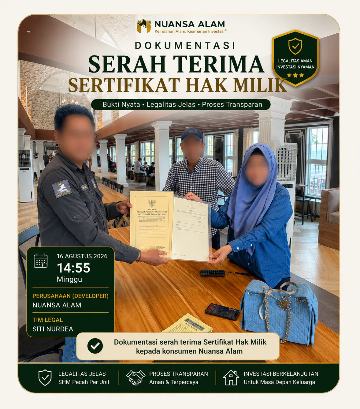 Dokumentasi Serah Terima SHM Rekam Jejak Developer The Hanami Rivera