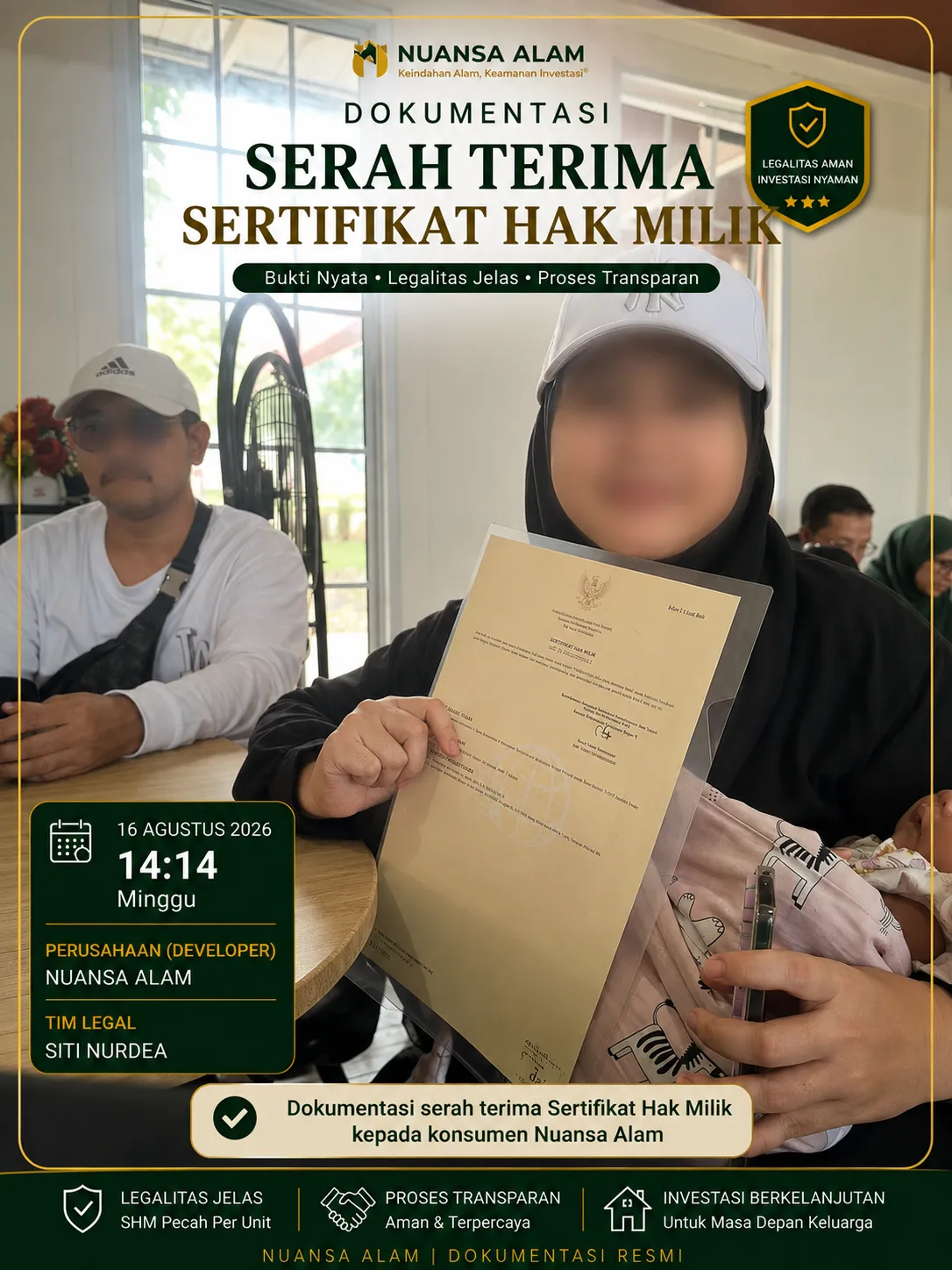 Dokumentasi Serah Terima Sertifikat Hak Milik Nuansa Alam untuk The Hanami Rivera